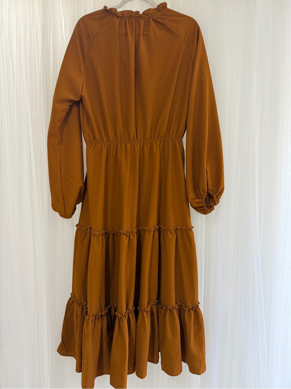 Mia Joy Rust Brown Ruffled Neck Maxi Dress - Picture 4 of 4